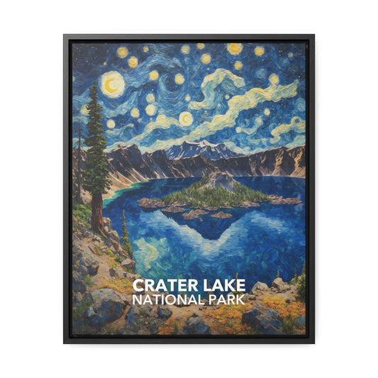 Crater Lake National Park Framed Canvas - The Starry Night