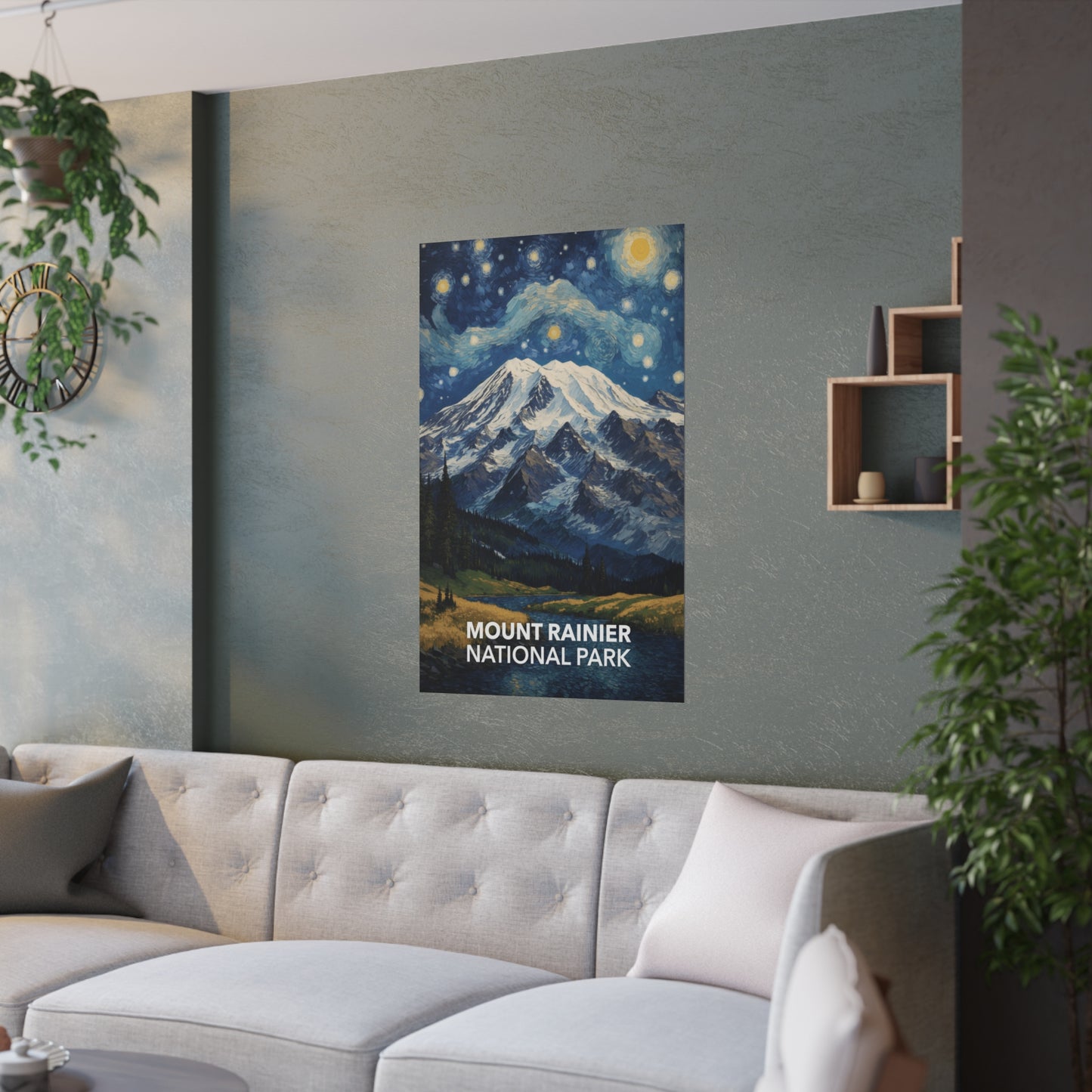 Mount Rainier National Park Poster - Starry Night