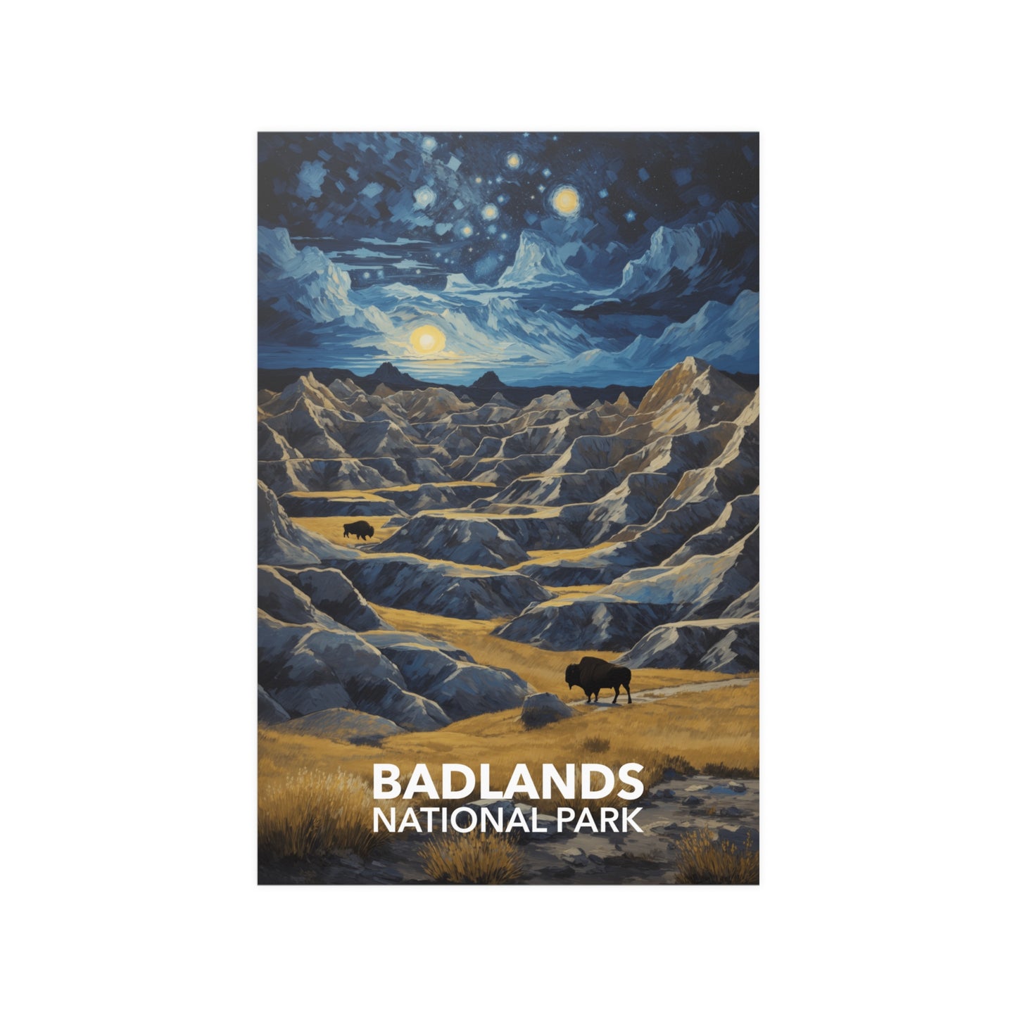 Badlands National Park Poster - Starry Night