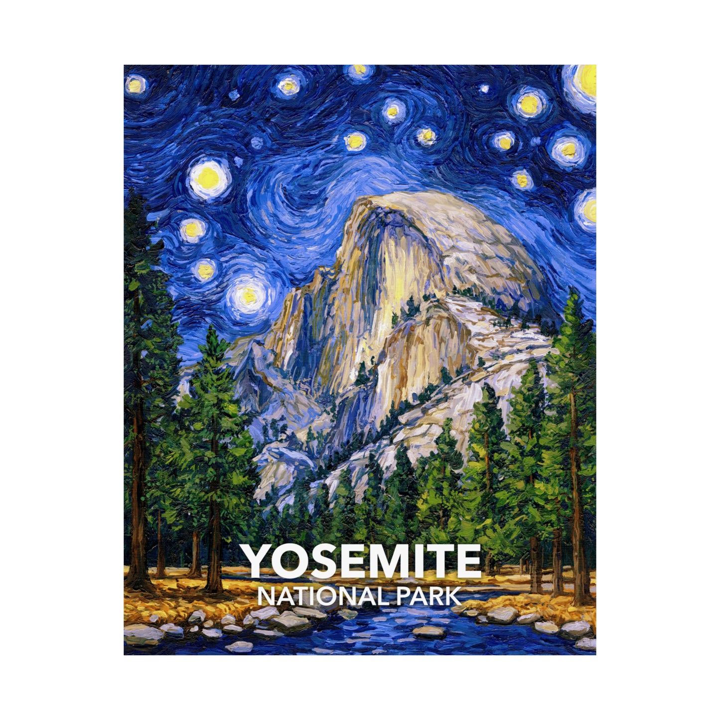 Yosemite National Park Poster - The Starry Night