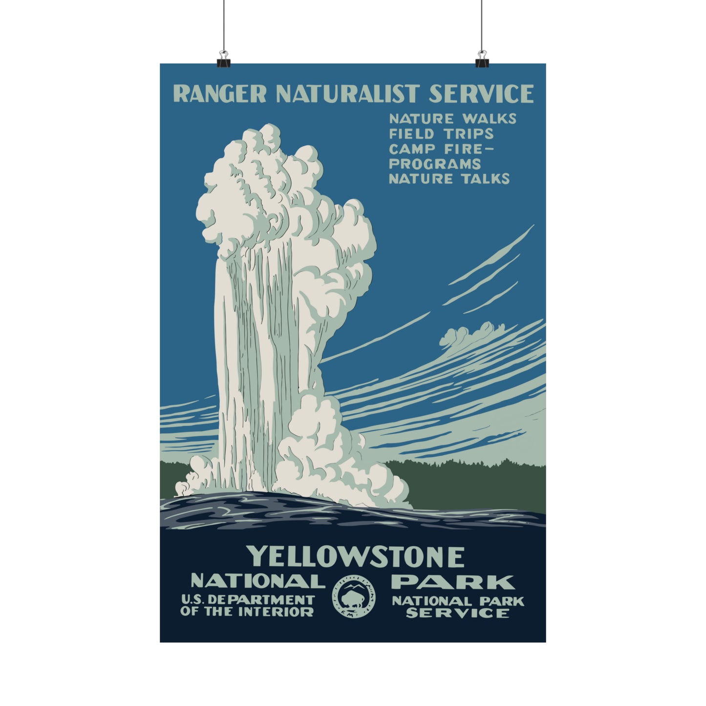 Yellowstone National Park Poster Old Faithful - Vintage WPA Design