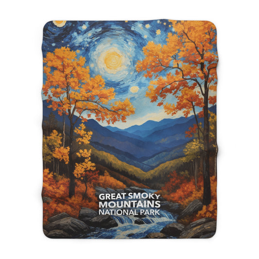 Great Smoky Mountains National Park Sherpa Blanket - The Starry Night