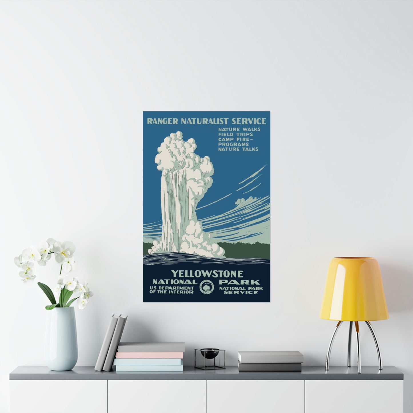 Yellowstone National Park Poster Old Faithful - Vintage WPA Design