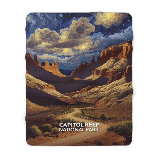 Capitol Reef National Park Sherpa Blanket - The Starry Night