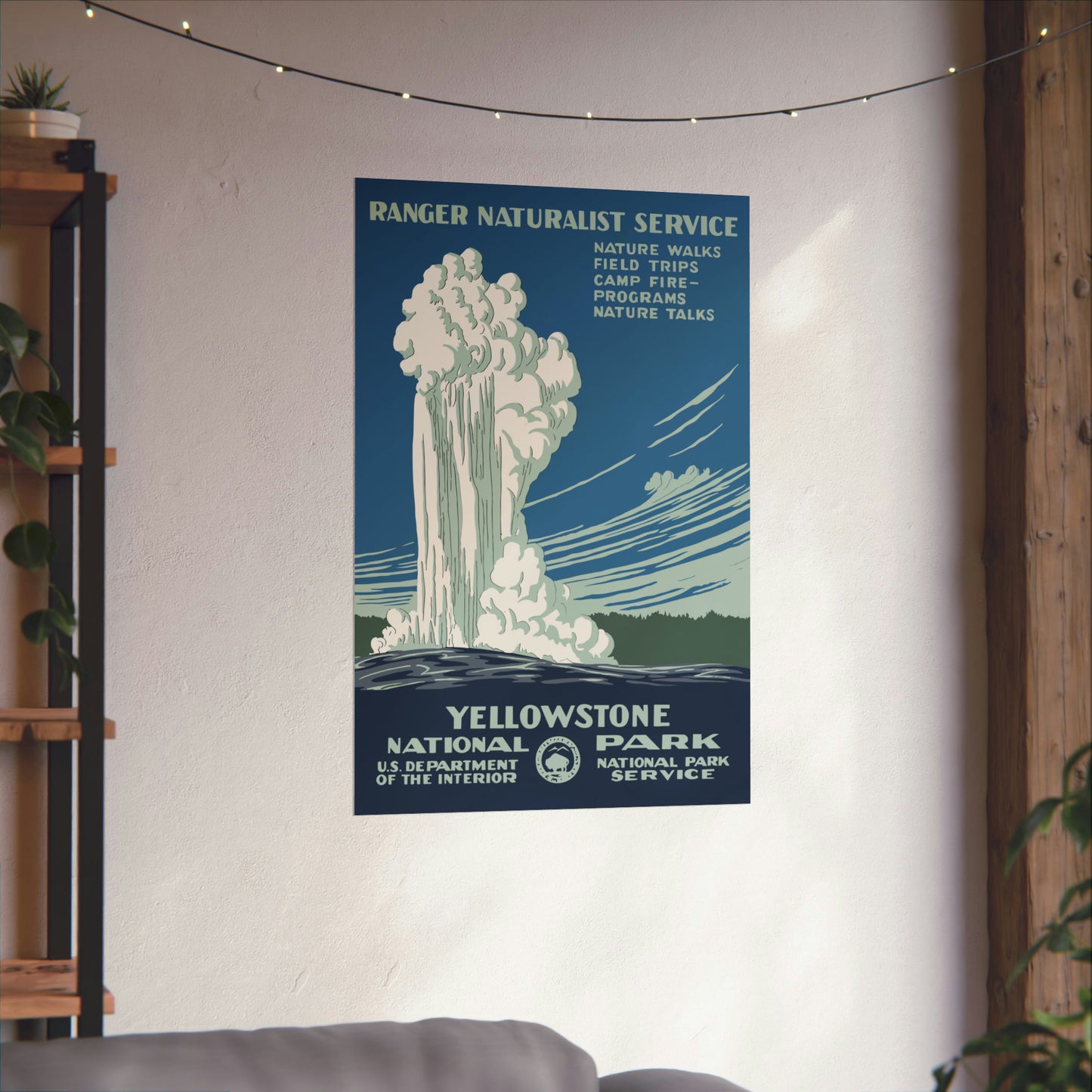 Yellowstone National Park Poster Old Faithful - Vintage WPA Design