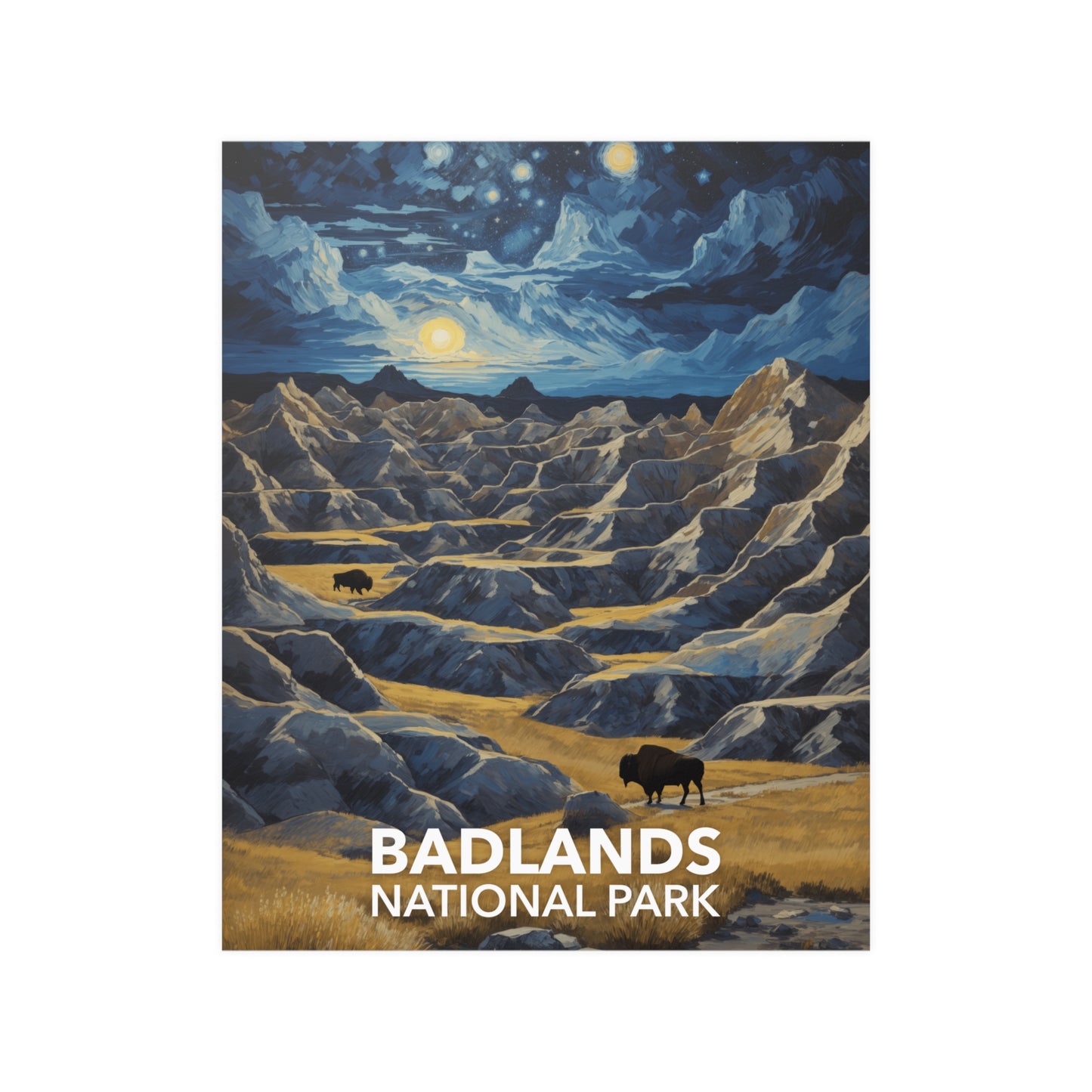 Badlands National Park Poster - Starry Night