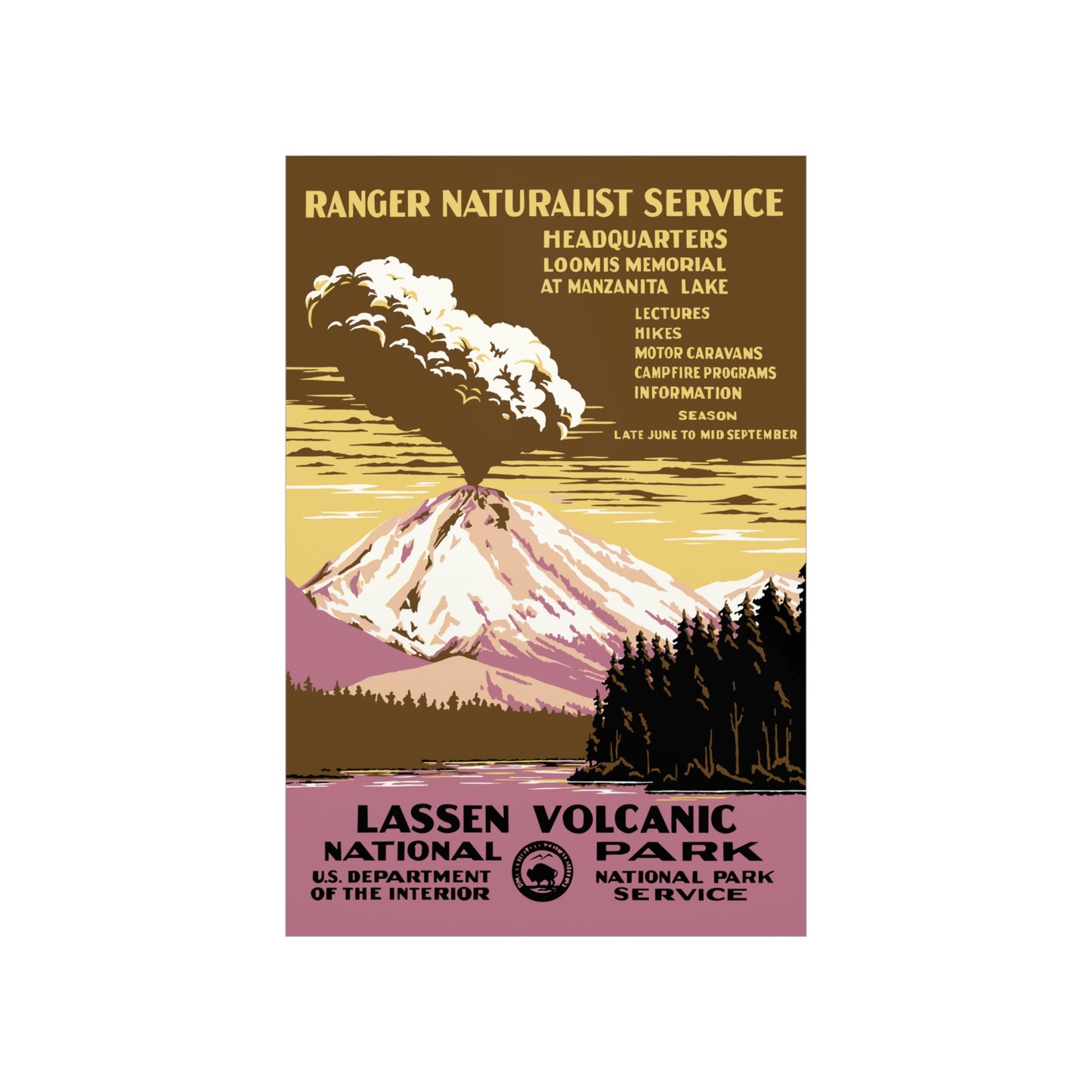 Lassen Volcanic National Park Poster - Vintage WPA Design