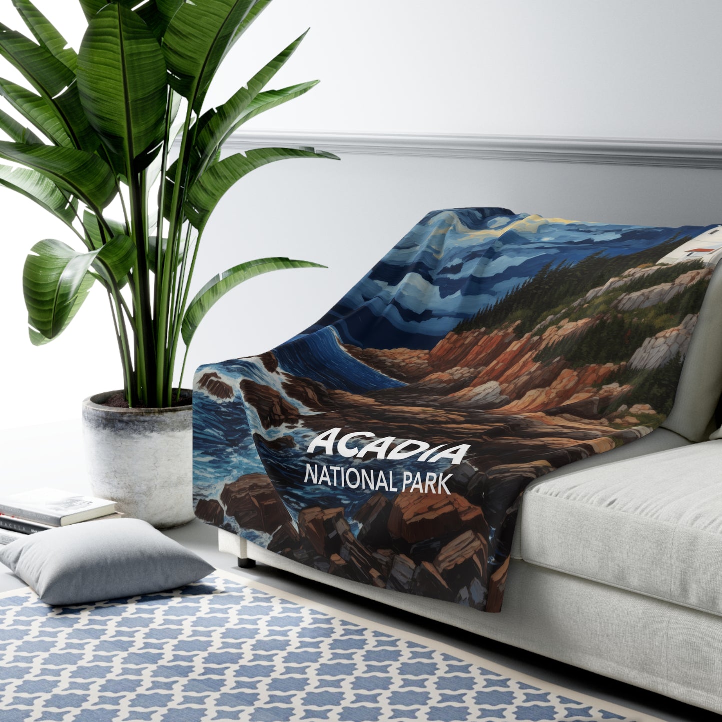 Acadia National Park Sherpa Blanket - The Starry Night