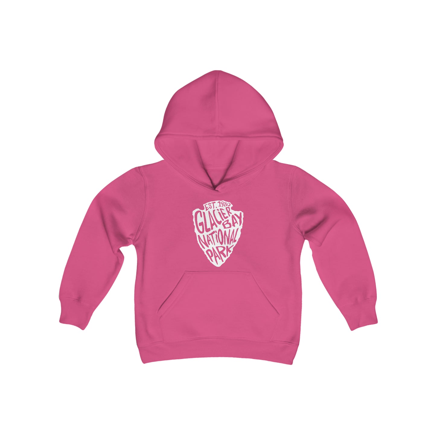 Glacier Bay National Park Kids Hoodie - Arrowhead Chunky Text