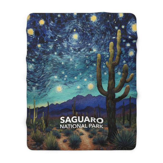 Saguaro National Park Sherpa Blanket - The Starry Night