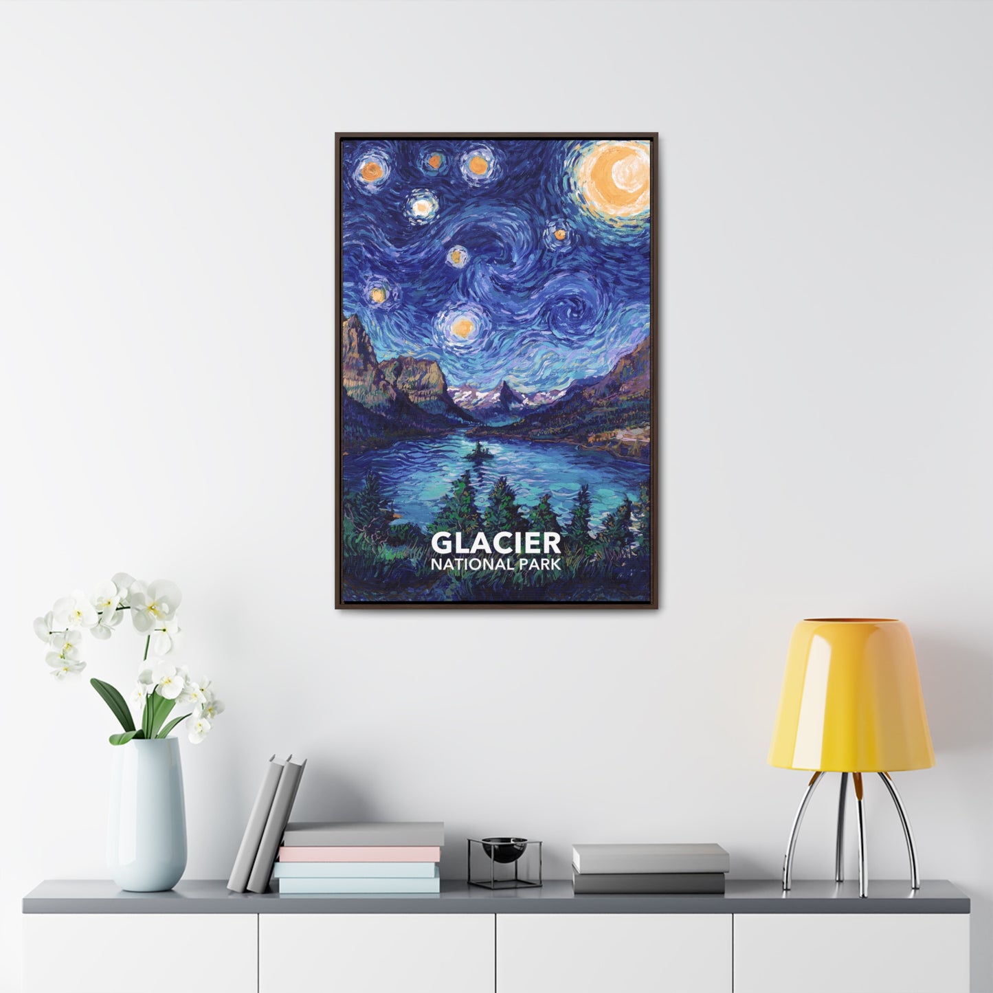 Glacier National Park Framed Canvas - The Starry Night