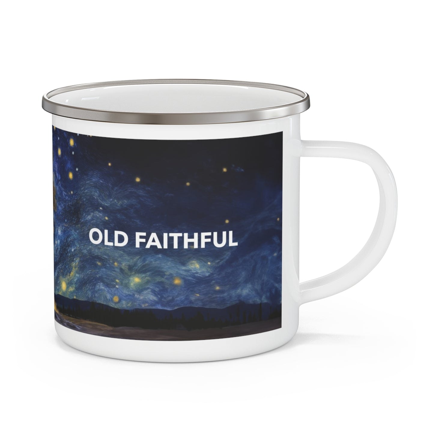 Yellowstone National Park Camping Mug - Old Faithful Starry Night