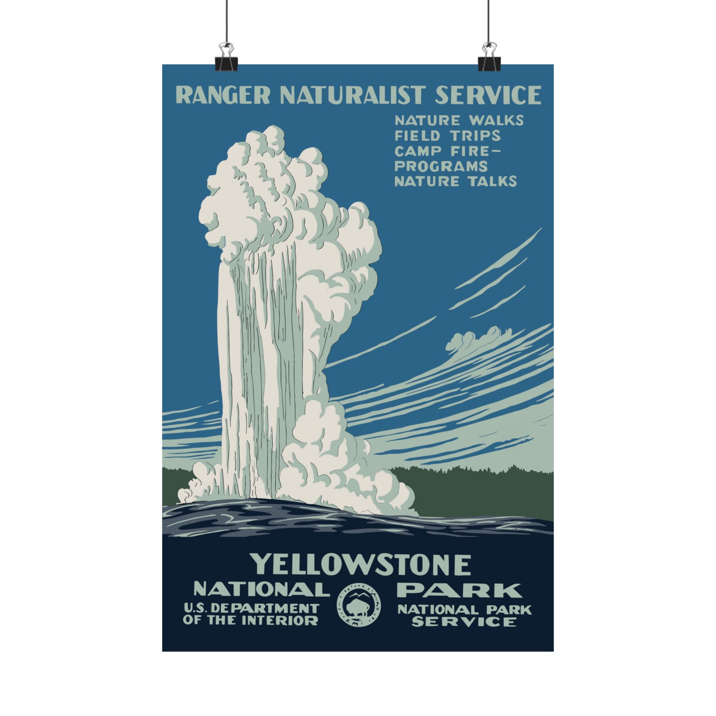 Yellowstone National Park Poster Old Faithful - Vintage WPA Design