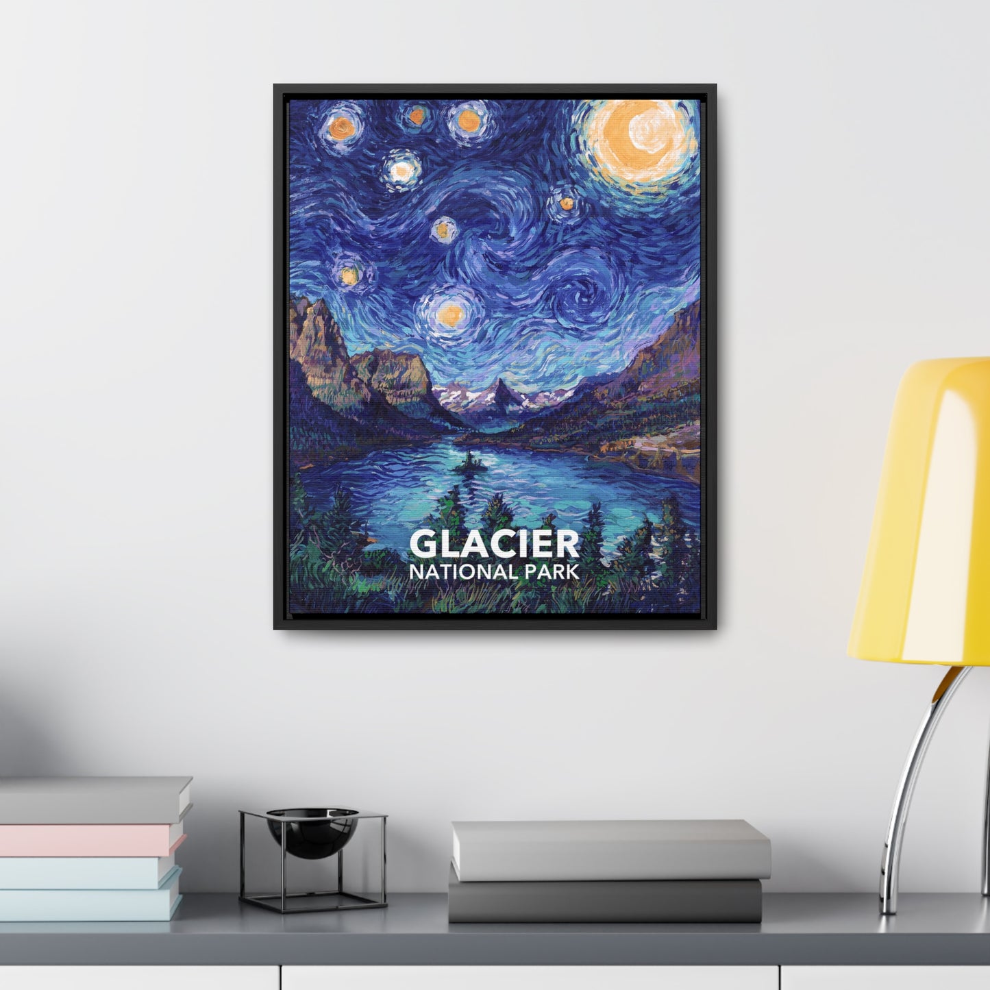 Glacier National Park Framed Canvas - The Starry Night