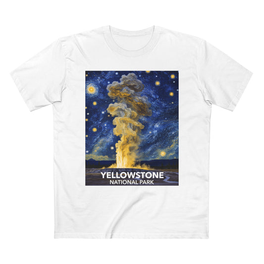 Yellowstone National Park T-Shirt - Old Faithful Starry Night