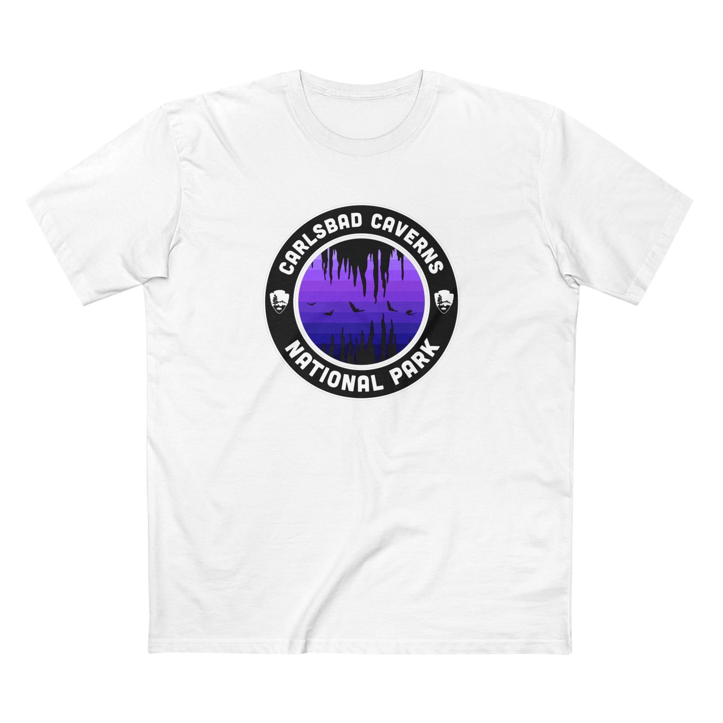 Carlsbad Caverns National Park - Round Badge Design Purple