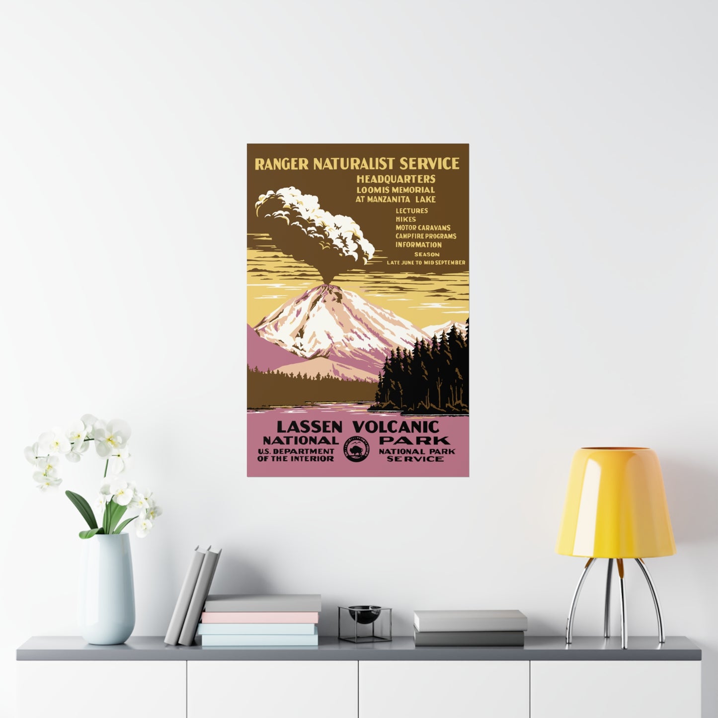 Lassen Volcanic National Park Poster - Vintage WPA Design