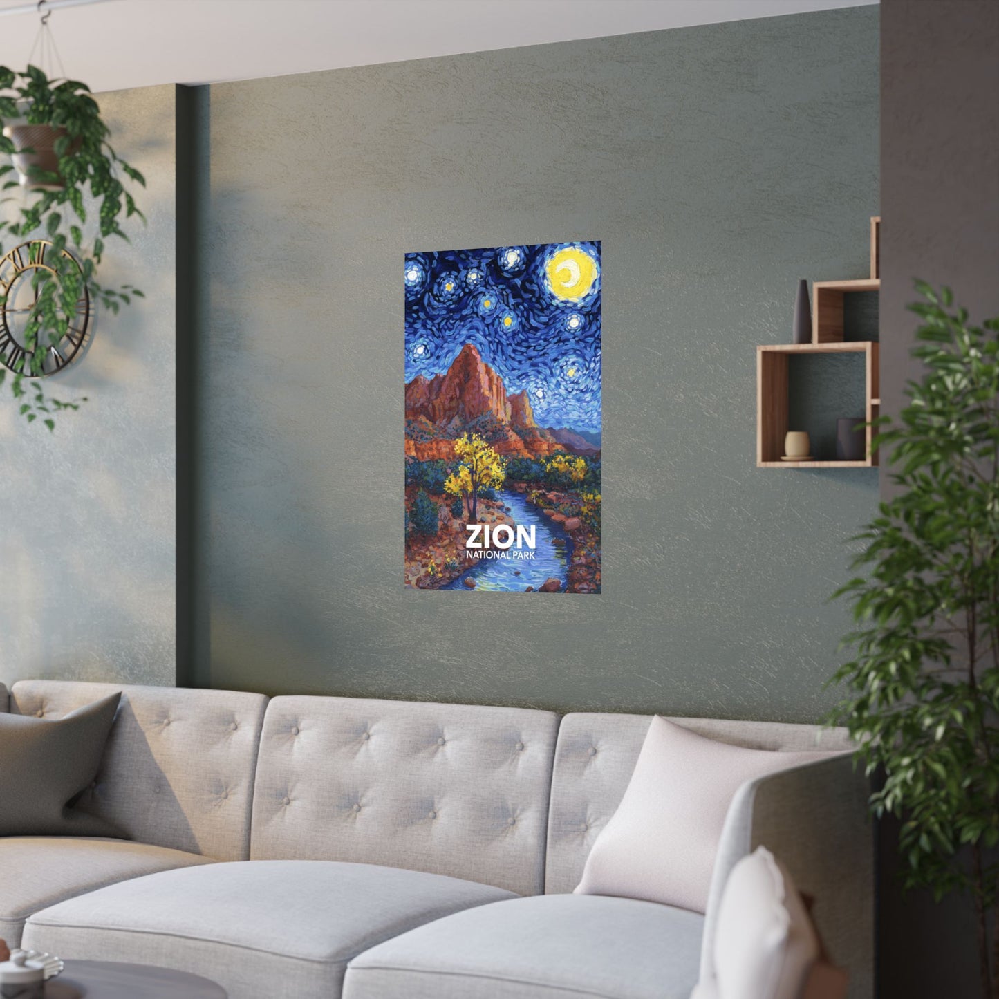 Zion National Park Poster - Starry Night