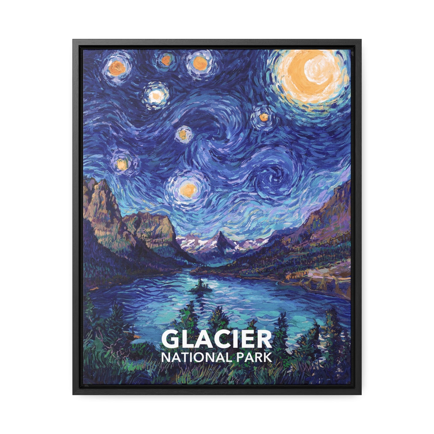 Glacier National Park Framed Canvas - The Starry Night