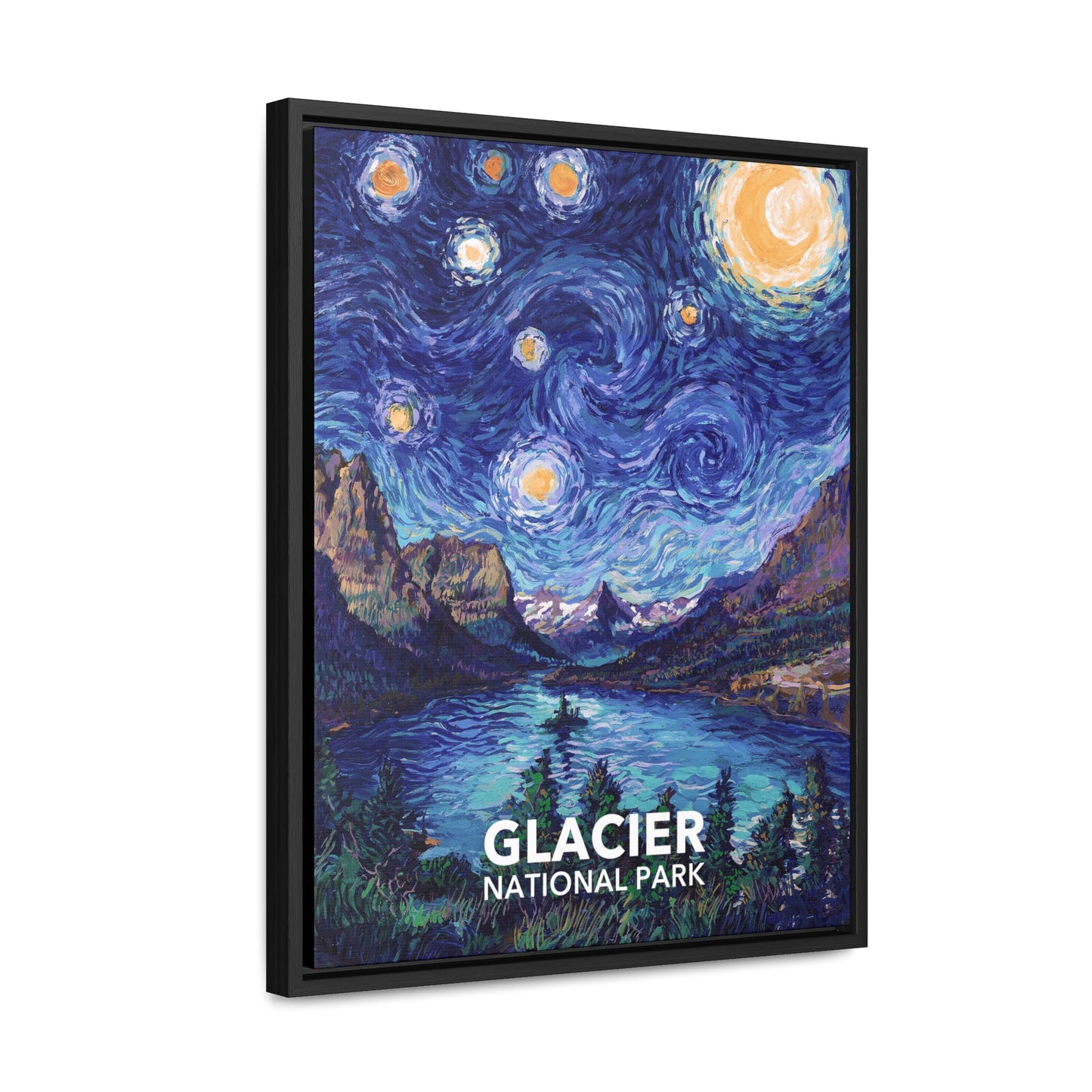 Glacier National Park Framed Canvas - The Starry Night