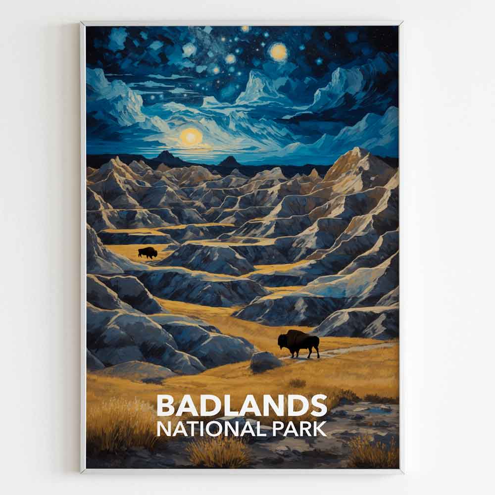 Badlands National Park Poster - Starry Night