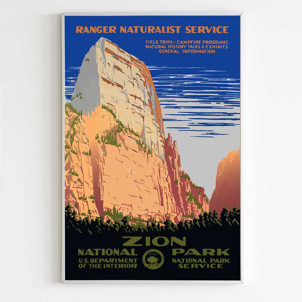 Zion National Park Poster - Vintage WPA Design