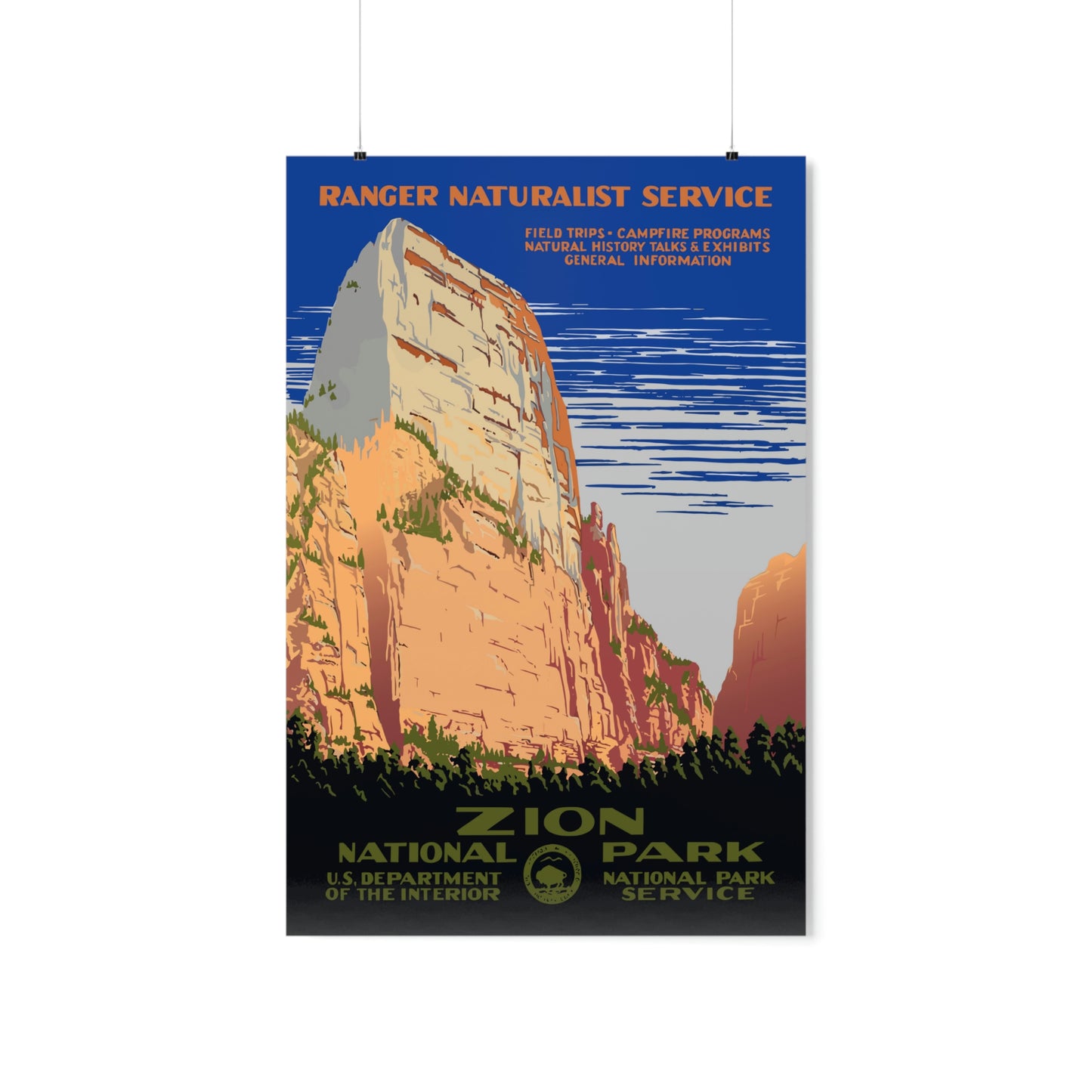 Zion National Park Poster - Vintage WPA Design