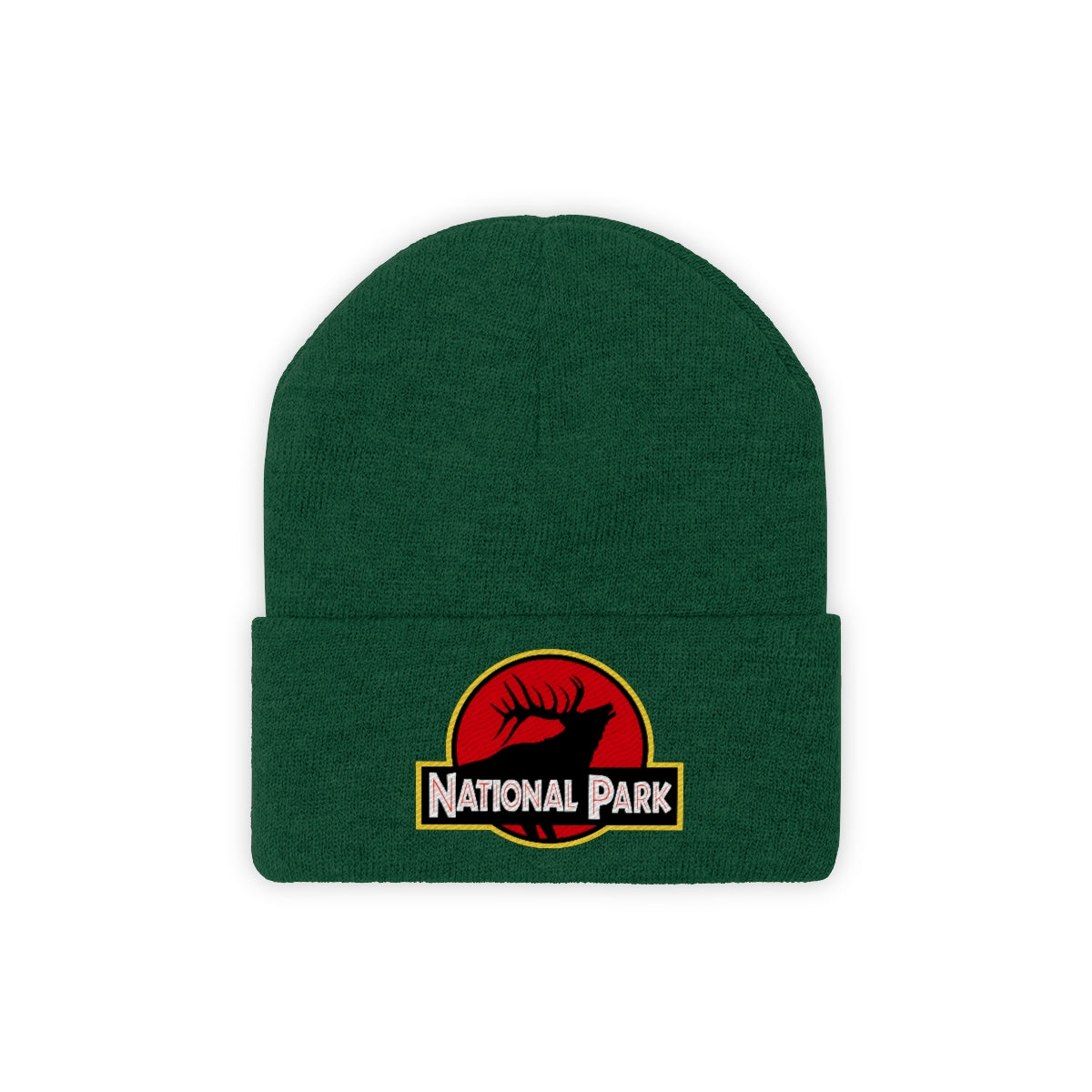 Elk National Park Hat - Knit Beanie Sewn Parody Logo