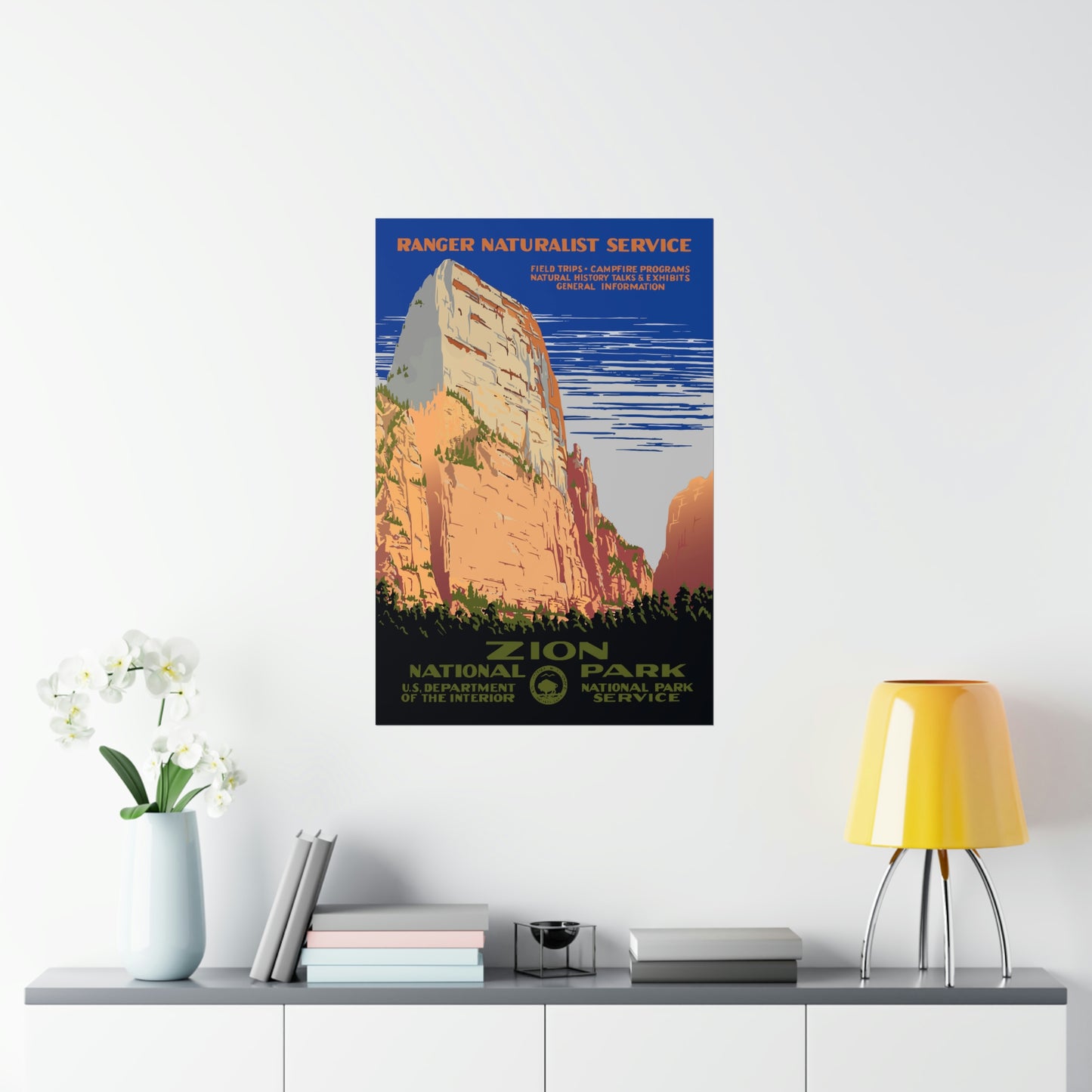 Zion National Park Poster - Vintage WPA Design