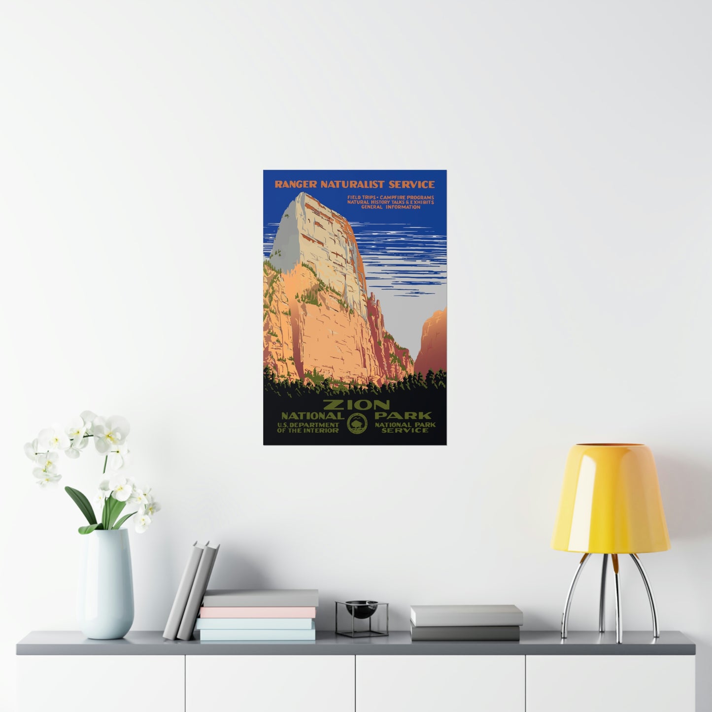 Zion National Park Poster - Vintage WPA Design