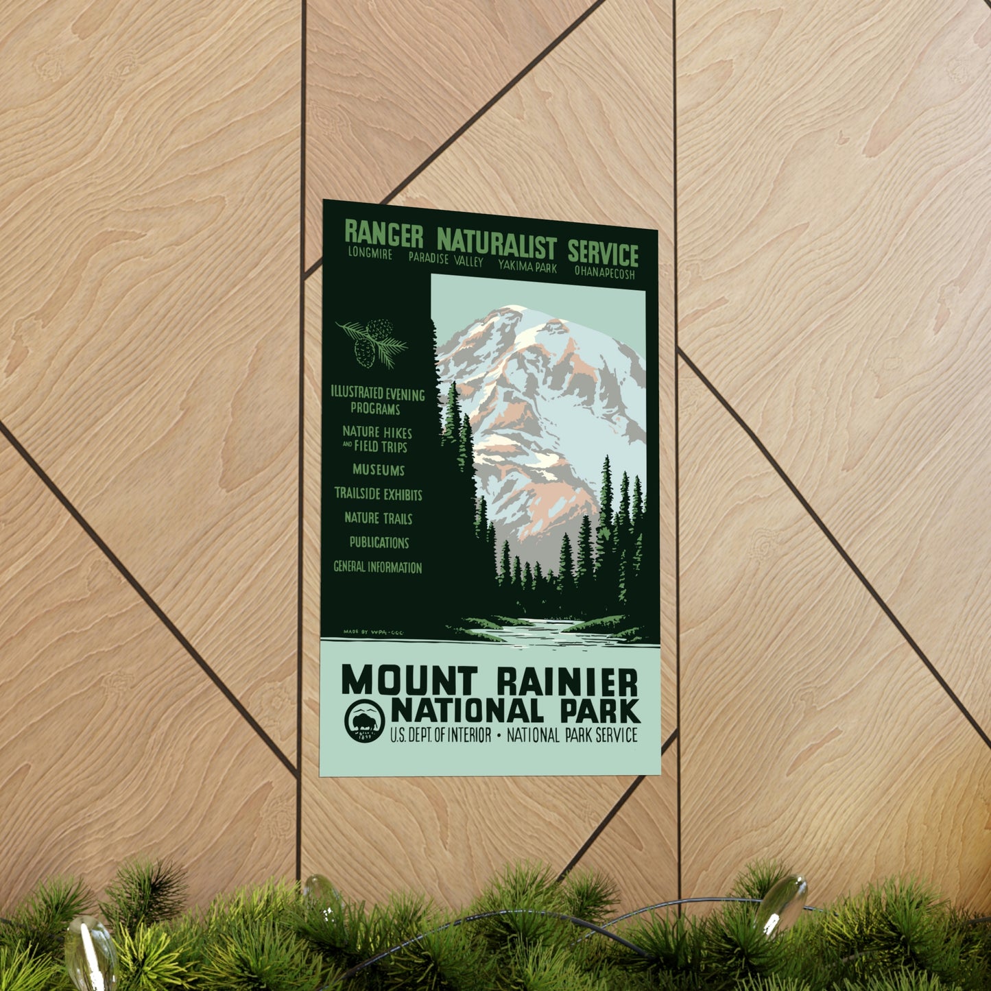 Mount Rainier National Park Poster - Vintage WPA Design