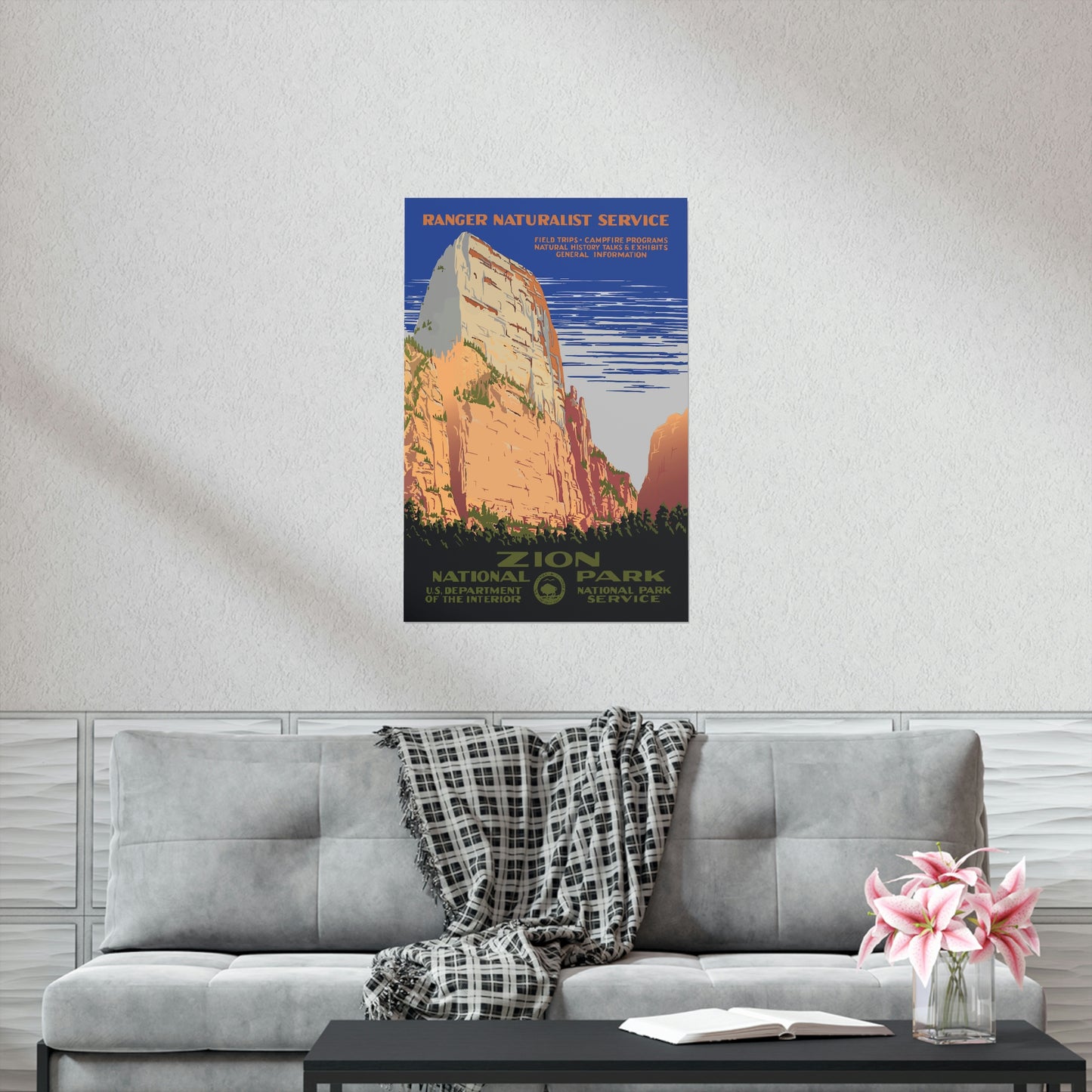 Zion National Park Poster - Vintage WPA Design