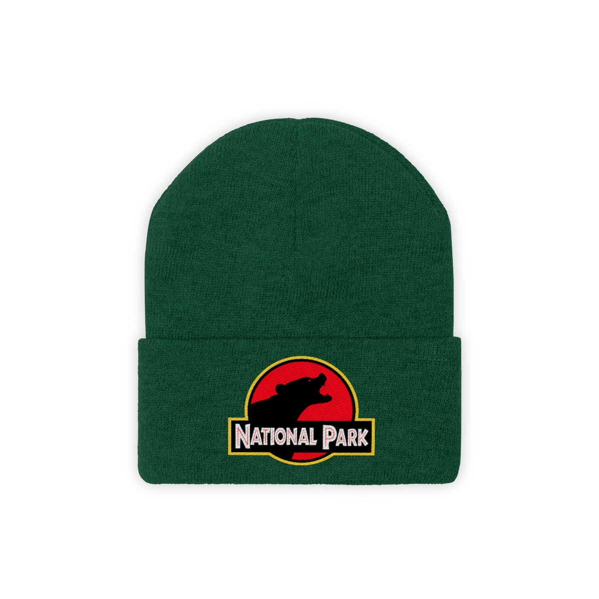 Bear National Park Hat - Knit Beanie Sewn Parody Logo