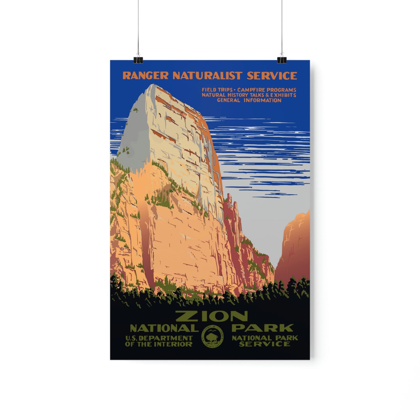 Zion National Park Poster - Vintage WPA Design