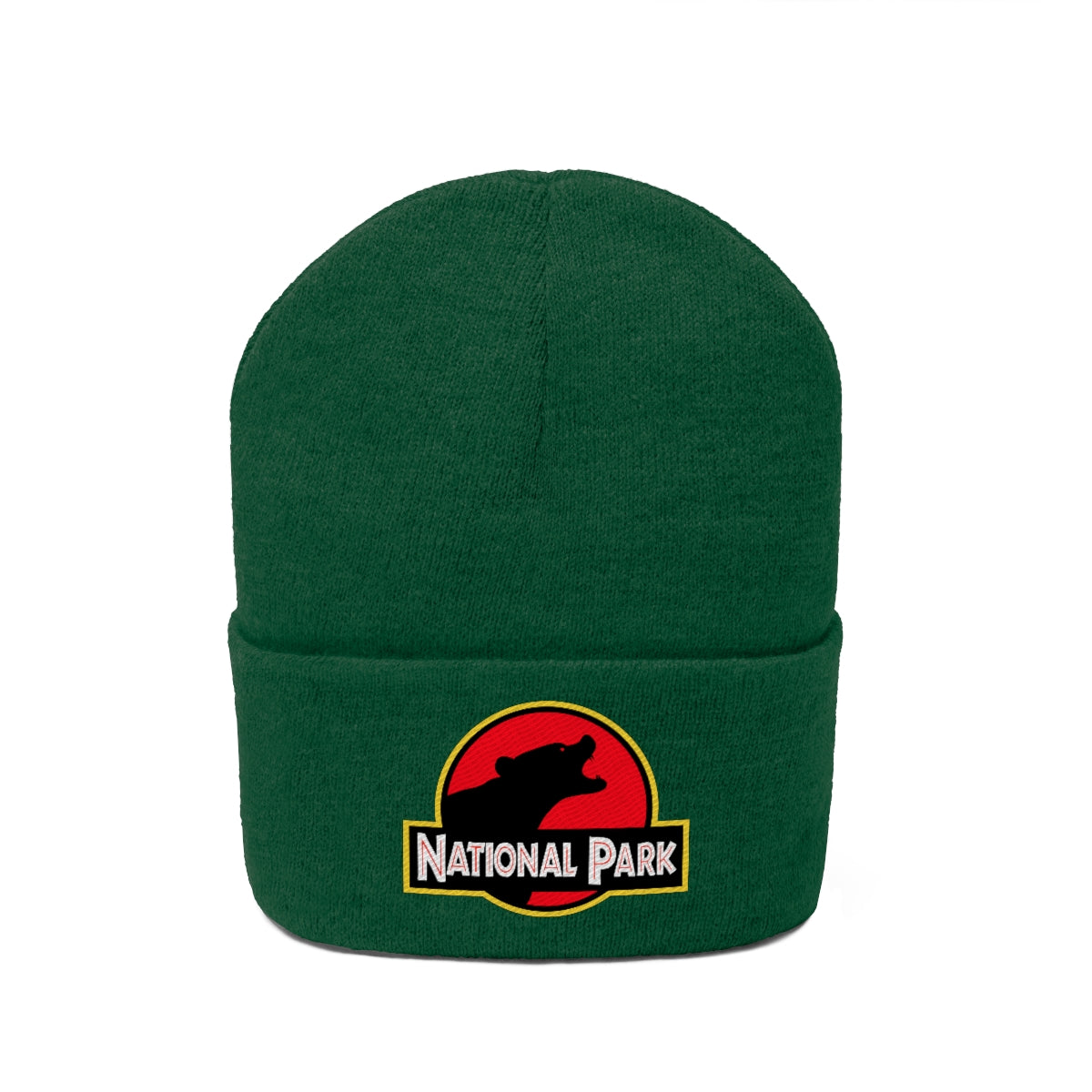 Bear National Park Hat - Knit Beanie Sewn Parody Logo