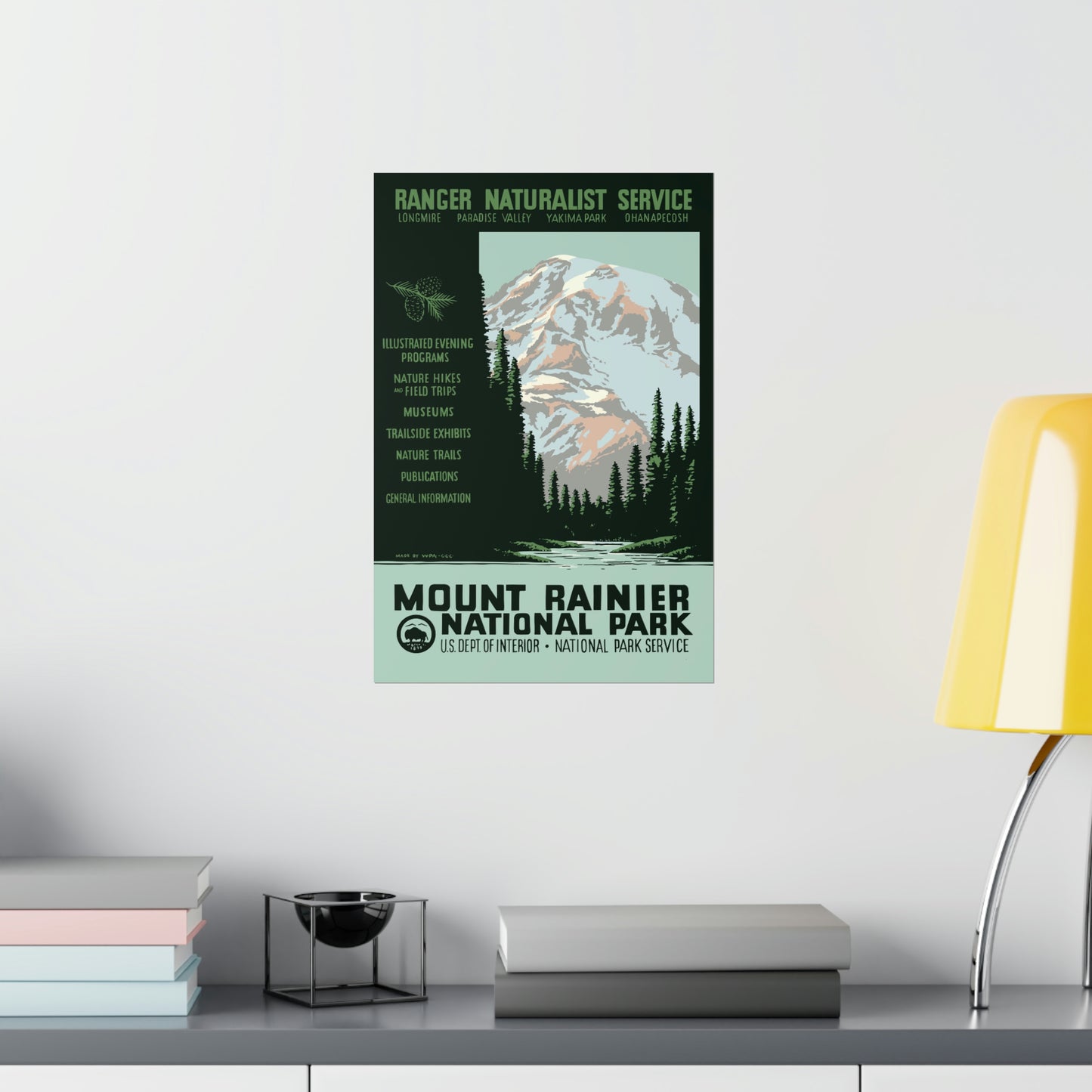 Mount Rainier National Park Poster - Vintage WPA Design