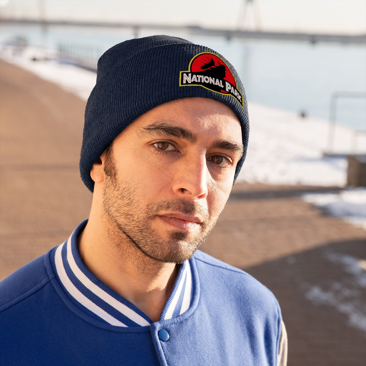 Moose National Park Hat - Knit Beanie Sewn Parody Logo