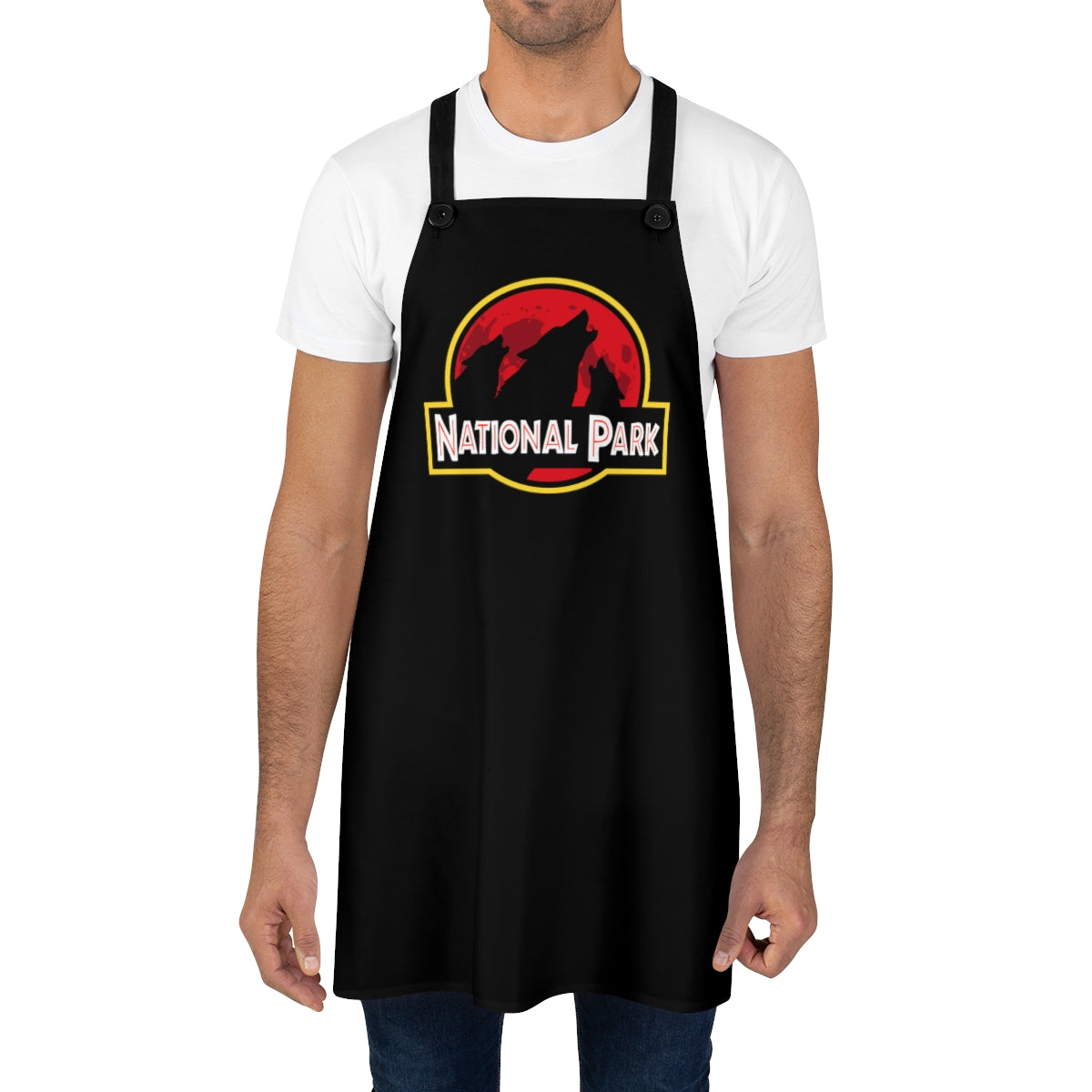 3 Wolf National Park Apron - Parody Logo