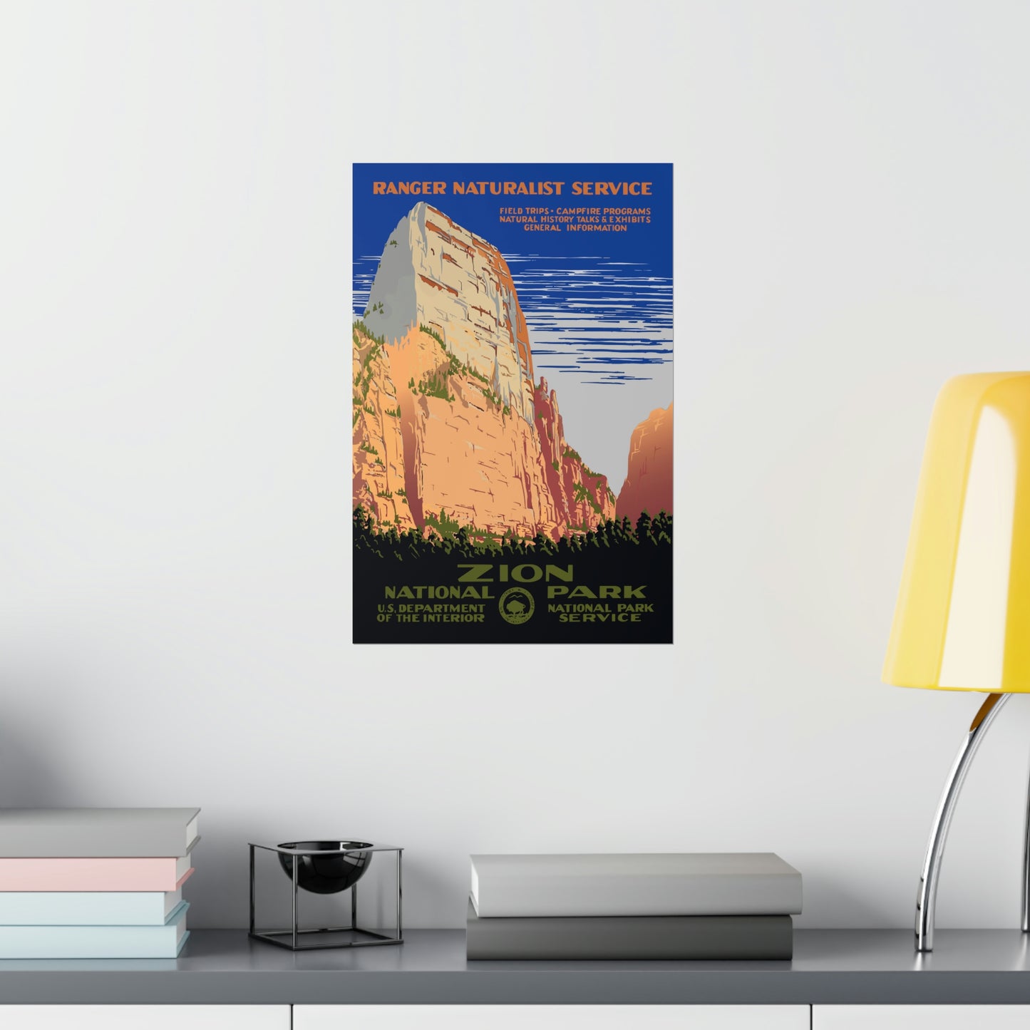 Zion National Park Poster - Vintage WPA Design