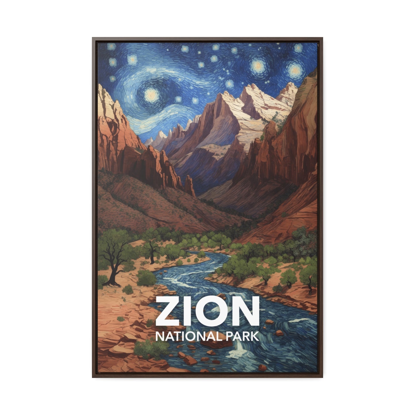 Zion National Park Framed Canvas - The Starry Night