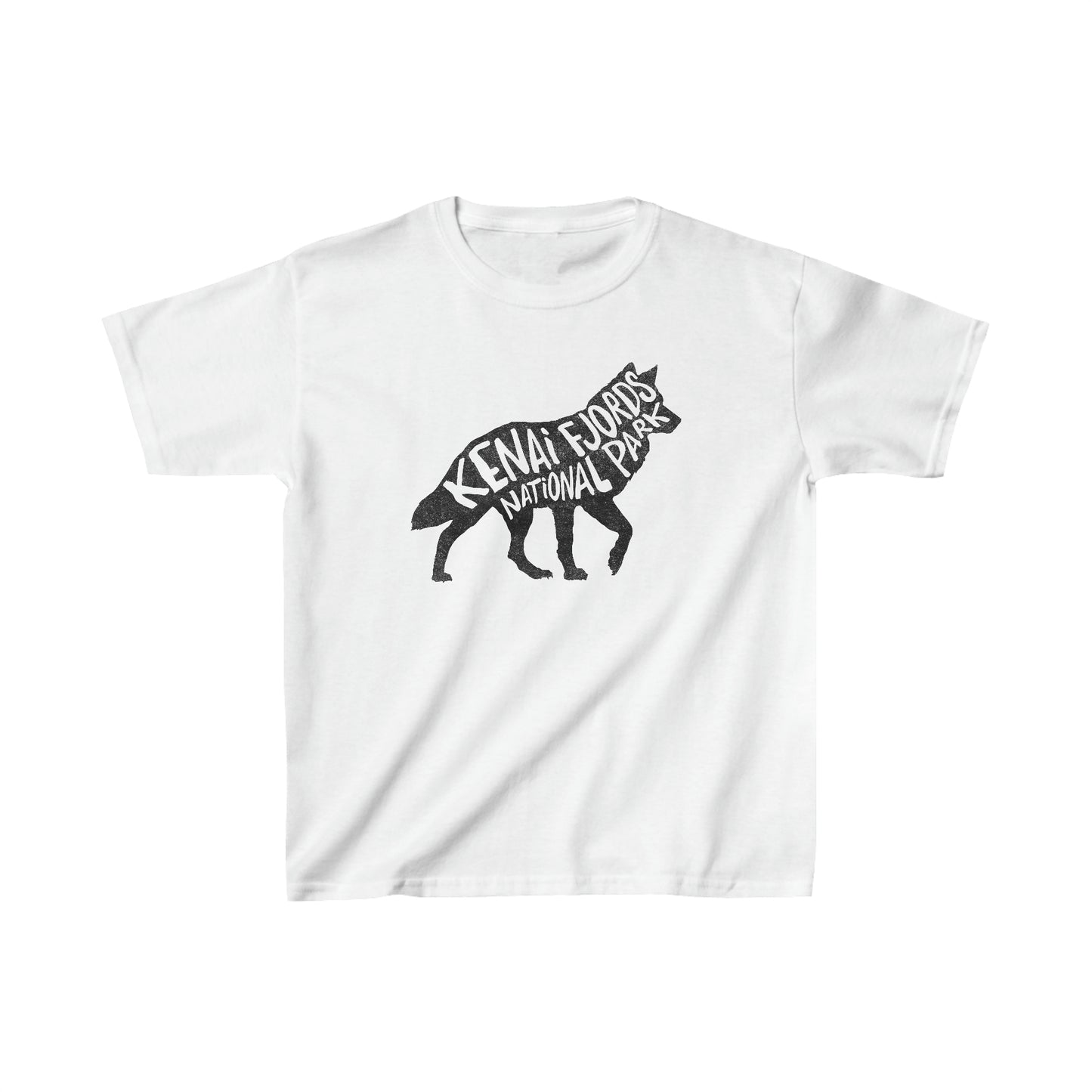 Kenai Fjords National Park Child T-Shirt - Wolf Chunky Text