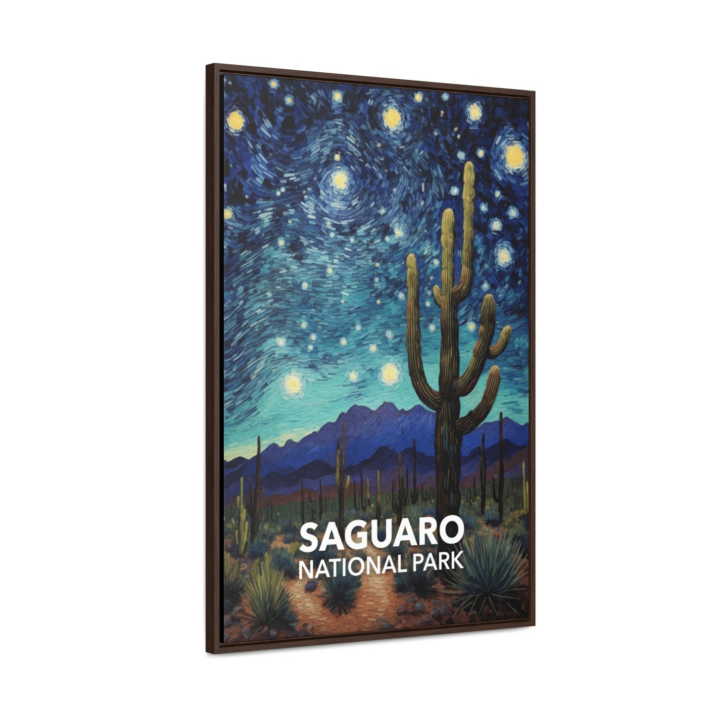 Saguaro National Park Framed Canvas - The Starry Night
