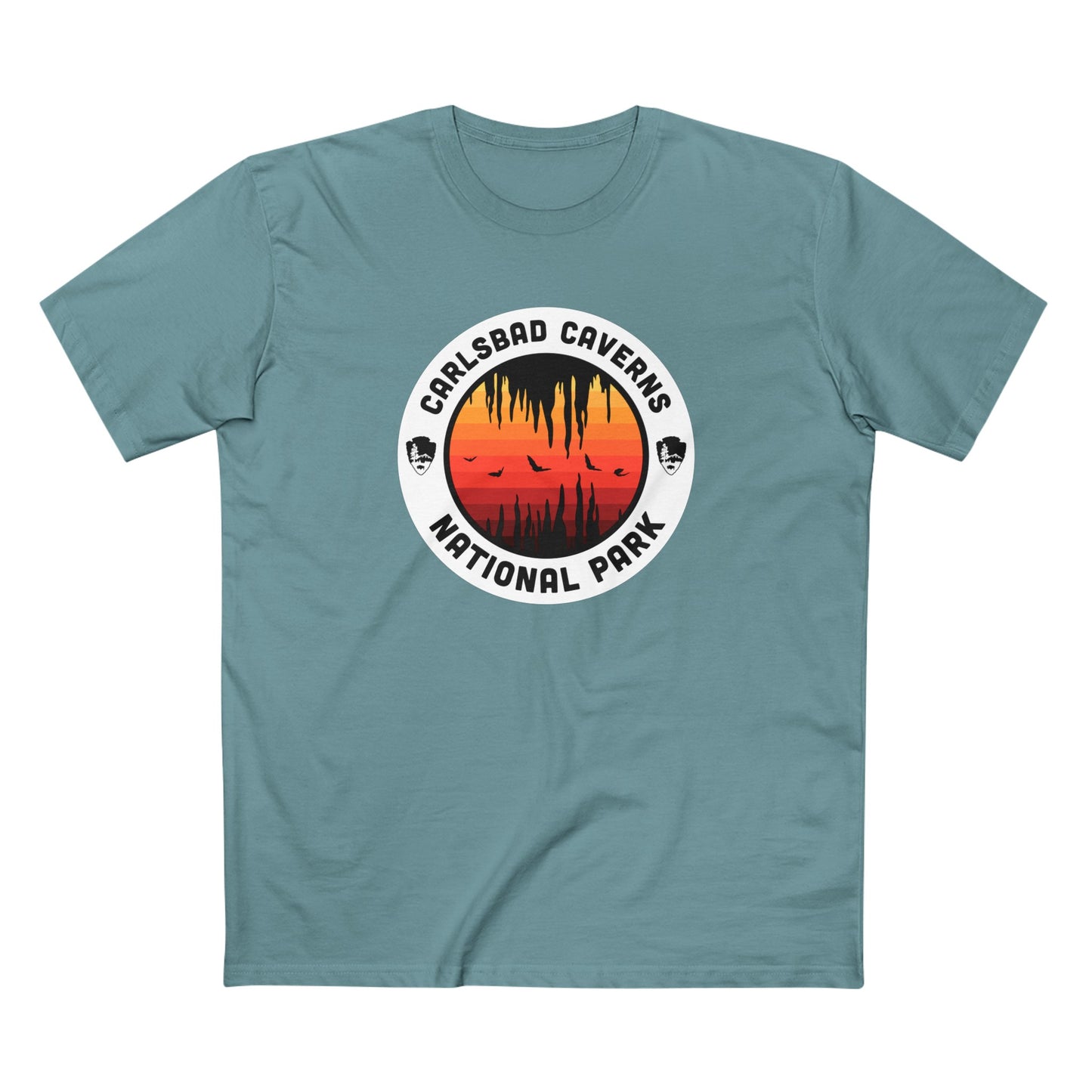 Carlsbad Caverns National Park T-Shirt - Round Badge Design Reds
