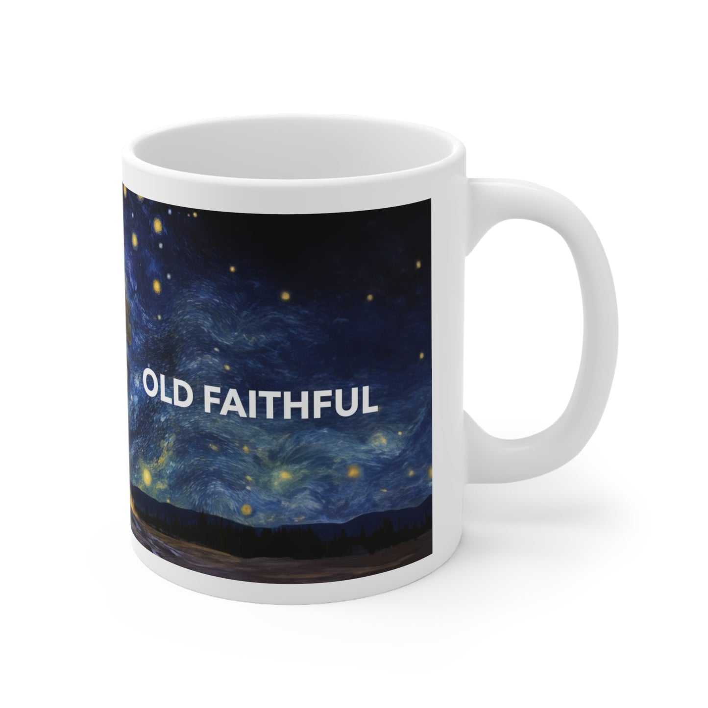 Yellowstone National Park Mug - Old Faithful Starry Night