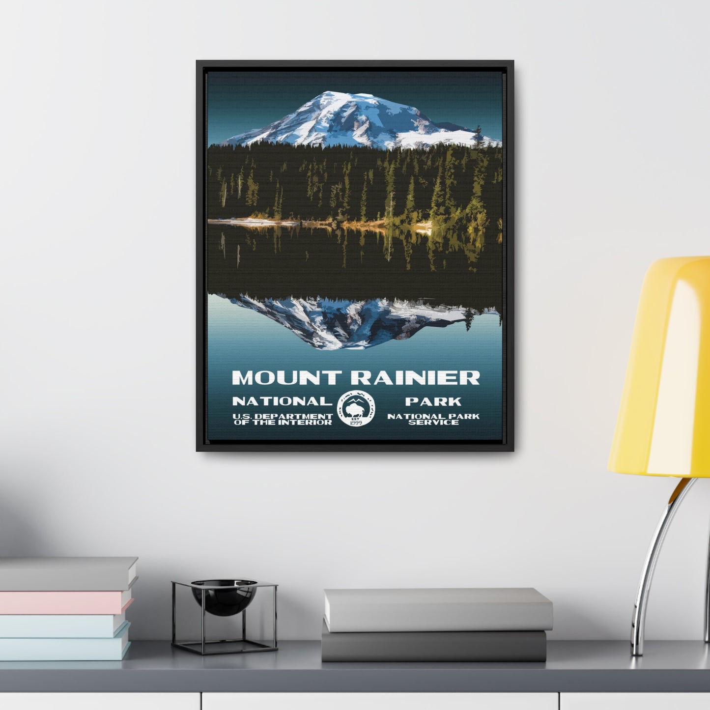 Mount Rainier National Park Framed Canvas - WPA Poster