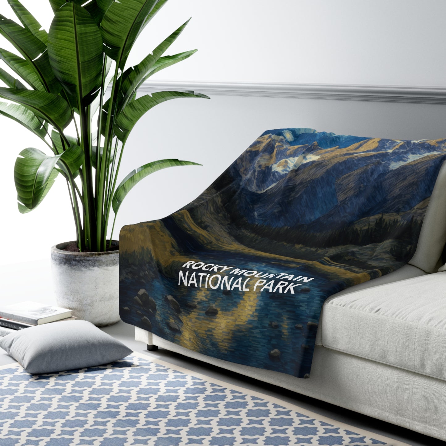 Rocky Mountain National Park Sherpa Blanket - The Starry Night