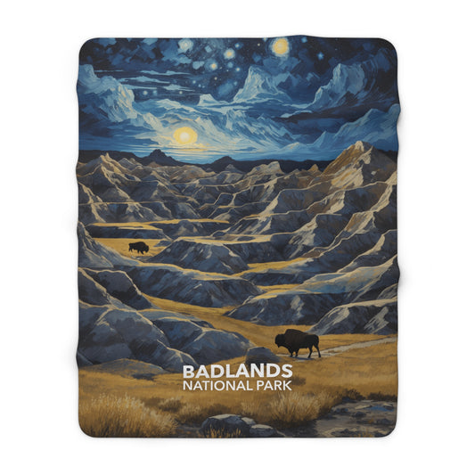 Badlands National Park Sherpa Blanket - The Starry Night