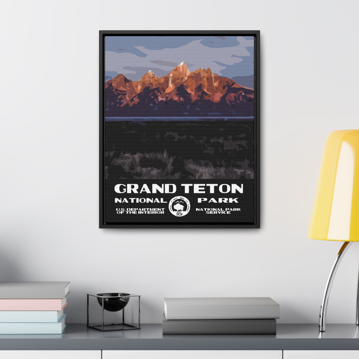 Grand Teton National Park Framed Canvas - WPA Poster
