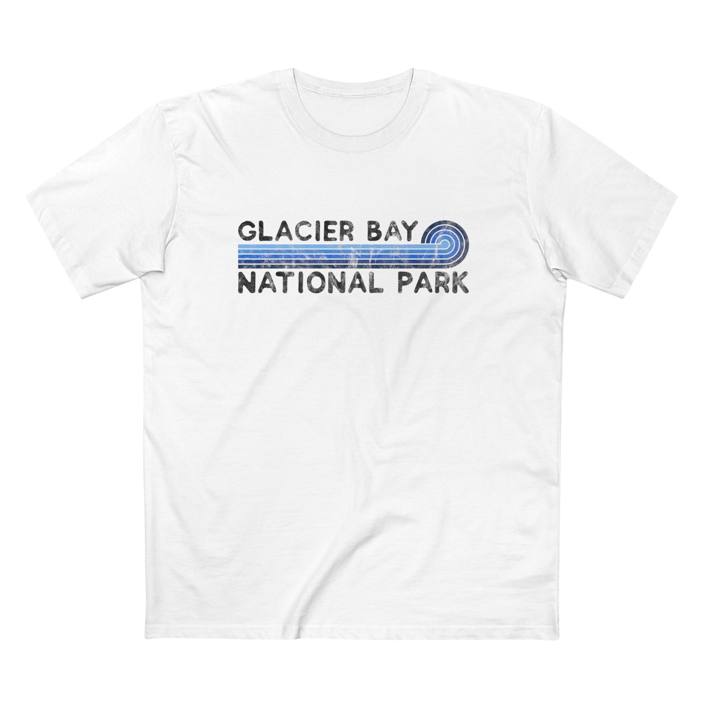 Glacier Bay National Park T-Shirt - Blue Vintage Stretched Sunrise