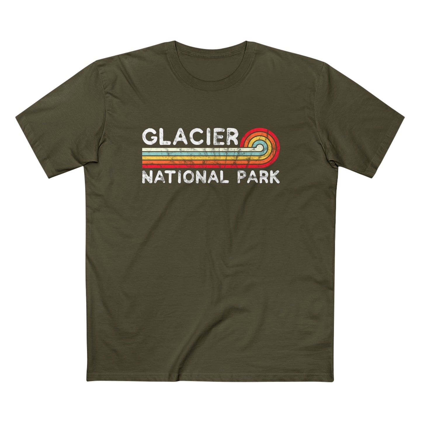 Glacier National Park T-Shirt - Vintage Stretched Sunrise